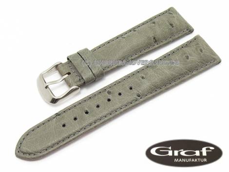 Watch band -Lima- 20mm grey genuine ostrich padded by Graf (width of buckle 18 mm) - Bild vergr��ern 