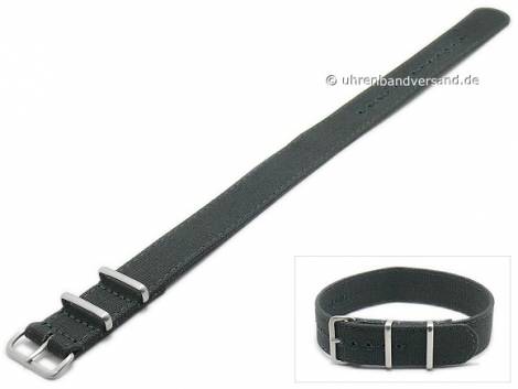 Watch strap 22mm anthracite Canvas (textile) NATO style with 2 loops by ZULUDIVER - Bild vergr��ern 