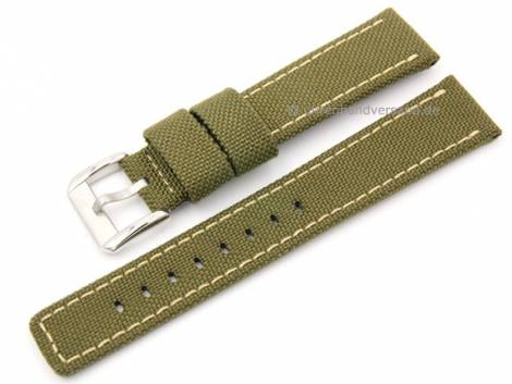 Watch strap 22mm oliv green Cordura textile synthetics light stitching by ZULUDIVER (width of buckle 20 mm) - Bild vergr��ern 