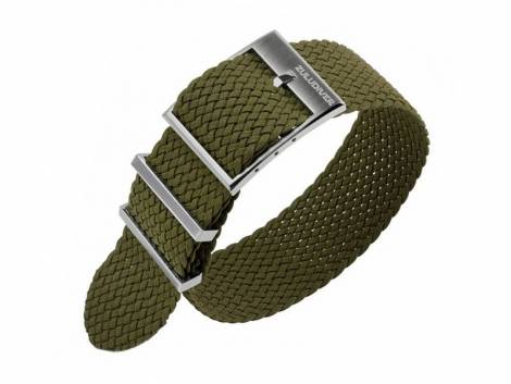 Watch strap 22mm green nylon (textile) in perlon style with 2 loops one piece strap - Bild vergr��ern 