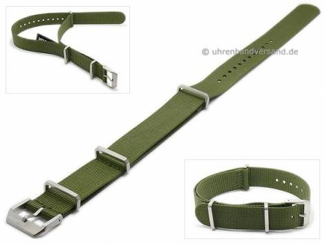 Watch strap 20mm olive green nylon (textile) NATO style with 3 loops by ZULUDIVER - Bild vergr��ern 