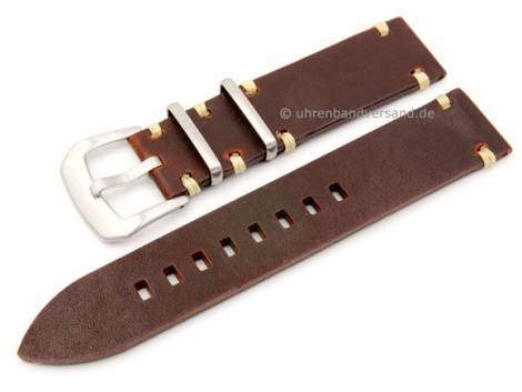 Watch strap 20mm dark brown Horween leather vintage look light stitching by ZULUDIVER (width of buckle 20 mm) - Bild vergr��ern 