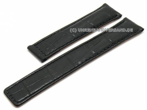 Watch strap 22mm black leather alligator grain stitched for TAG Heuer Carrera by GECKOTA (width of clasp 18 mm) - Bild vergr��ern 