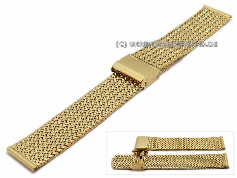 Watch strap 22mm golden mesh fine structure double weave with slide clasp by GECKOTA - Bild vergr��ern 