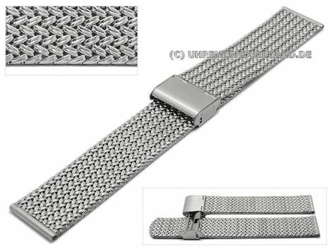 Watch strap 22mm mesh fine structure double weave with slide clasp - Bild vergr��ern 
