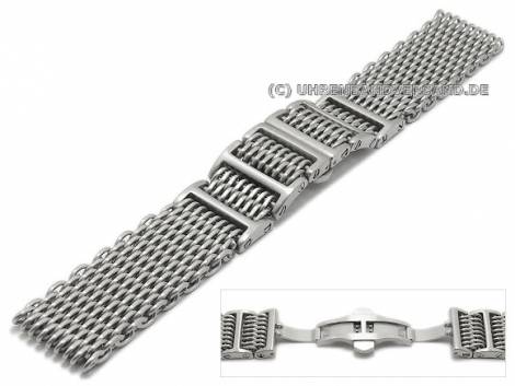 Watch strap 20mm mesh robust structure satined with butterfly clasp by GECKOTA - Bild vergr��ern 