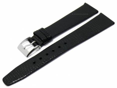 Watch strap 18mm black genuine nutria leather grained without stitching (width of buckle 14 mm) - Bild vergr��ern 