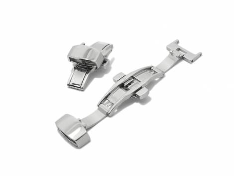 Butterfly clasp (HeBFS-01) 14mm stainless steel polished push button release - Bild vergrern 
