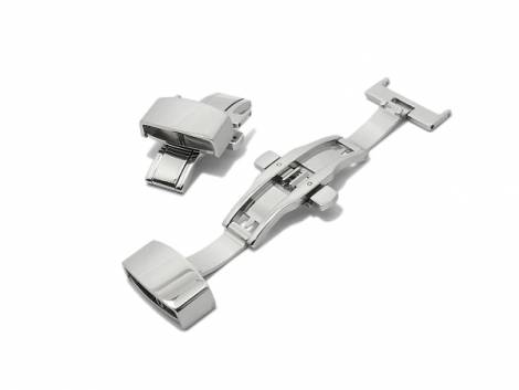 Butterfly clasp (HeBFS-01) 20mm stainless steel polished push button release - Bild vergrern 