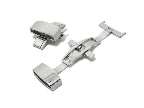 Butterfly clasp (HeBFS-01) 24mm stainless steel polished push button release - Bild vergrern 