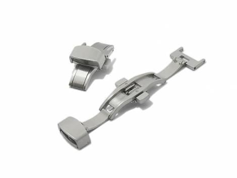 Butterfly clasp (HeBFS-14) 12mm stainless steel brushed finish push button release - Bild vergrern 