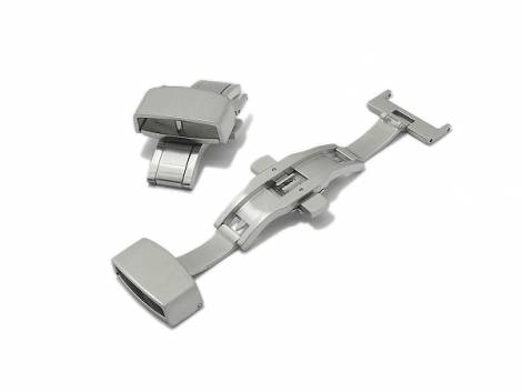 Butterfly clasp (HeBFS-14) 22mm stainless steel brushed finish push button release - Bild vergrern 