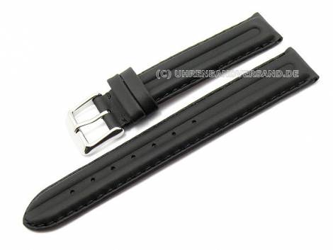 Watch band 18mm black genuine leather double padding water resistant (width of buckle 18 mm) - Bild vergr��ern 