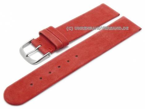 Watch strap 20mm red leather suede-like thin (width of buckle 20 mm) - Bild vergr��ern 