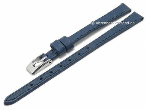 Basic watch strap 06mm dark blue leather grained stitched (width of buckle 06 mm) - Bild vergr��ern 