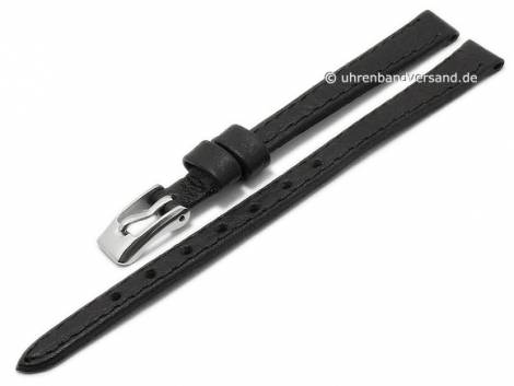 Basic watch strap 06mm black leather grained stitched (width of buckle 06 mm) - Bild vergr��ern 