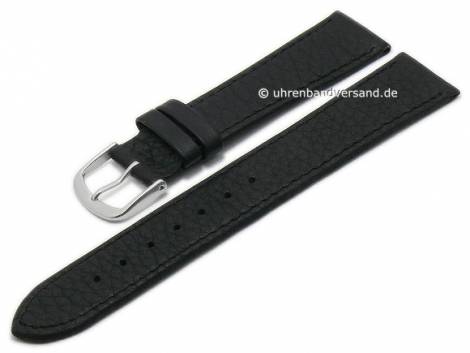 Basic watch strap 22mm black leather grained stitched (width of buckle 20 mm) - Bild vergr��ern 