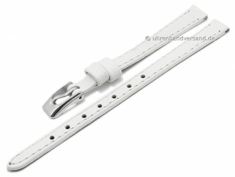 Basic watch strap 06mm white leather grained stitched (width of buckle 06 mm) - Bild vergr��ern 