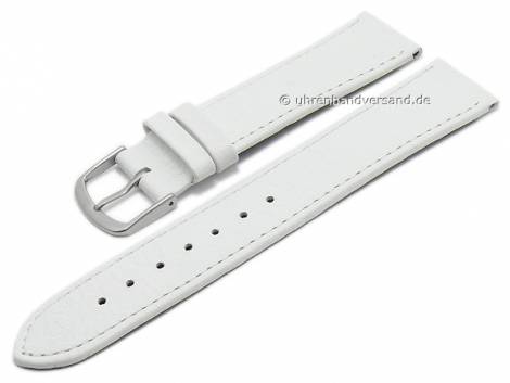 Basic watch strap 24mm white leather grained stitched (width of buckle 22 mm) - Bild vergr��ern 