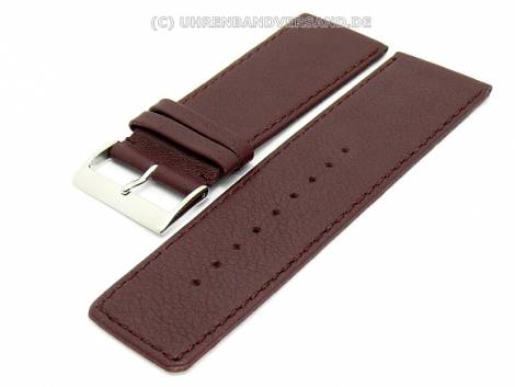 Watch band leather bordeaux with seam 30mm (width of buckle 28 mm) - Bild vergr��ern 