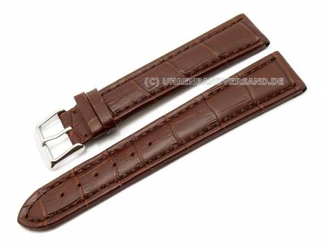 Watch band 24mm leather dark brown alligator grain stitched (width of buckle 22 mm) - Bild vergr��ern 