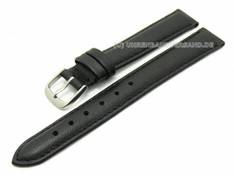 Watch band 15mm black leather grained (width of buckle 14 mm) - Bild vergrern 
