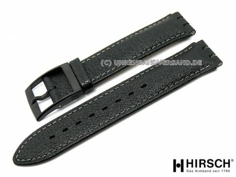 Watch strap -Andrew- 17mm black calf�s leather suitable for Swatch by HIRSCH (width of buckle 18 mm) - Bild vergr��ern 