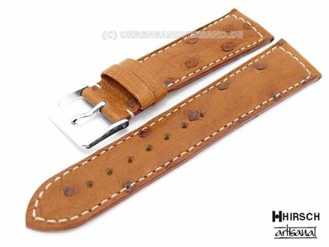Manufactory watch band -Classico- 19mm brown genuine ostrich from the HIRSCH Artisanal Collection - Bild vergr��ern 