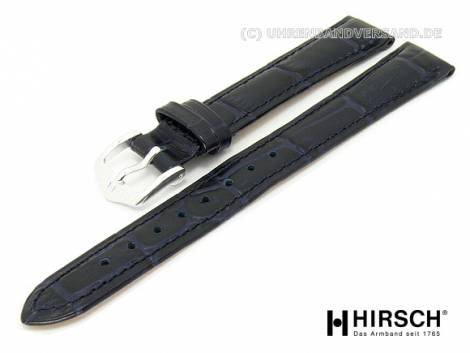 Watch band -Duke - 12mm dark blue alligator grain stitched by HIRSCH (width of buckle 10 mm) - Bild vergr��ern 
