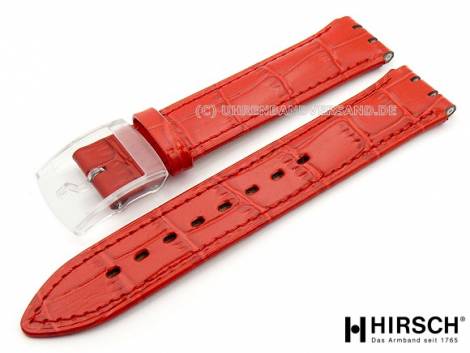 Watch band -Dundee - 17mm red alligator grain suitable for Swatch by HIRSCH - Bild vergr��ern 