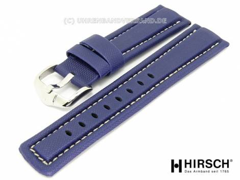 Watch band -Freestyle- 18mm blue textile light colored stitching by HIRSCH - Bild vergr��ern 