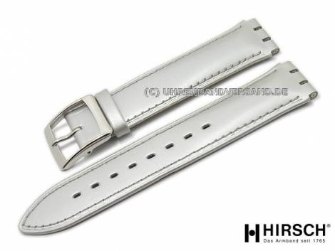 Watch strap -Grace- 17mm silver patent leather suitable for Swatch by HIRSCH (width of buckle 18 mm) - Bild vergr��ern 