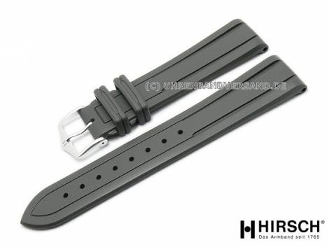 Watch band -Hevea- 18mm grey caoutchouc plain-elegant by HIRSCH (width of buckle 16 mm) - Bild vergr��ern 