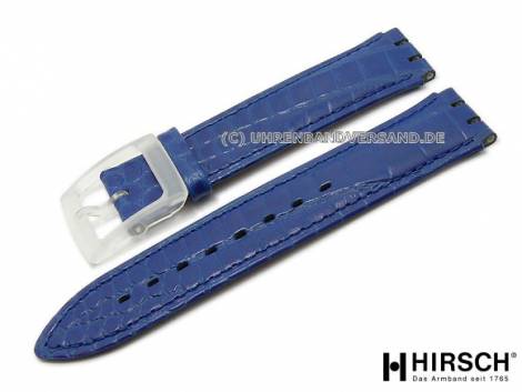 Watch strap -Joe- 17mm blue alligator grain for Swatch by HIRSCH (width of buckle 18 mm) - Bild vergr��ern 