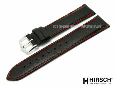 Watch band -Jumper- 18mm black grained red stitching by HIRSCH (width of buckle 16 mm) - Bild vergr��ern 