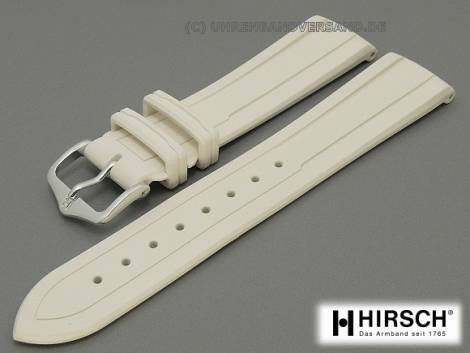 Watch band -Hevea- 18mm white caoutchouc plain-elegant by HIRSCH (width of buckle 16 mm) - Bild vergr��ern 