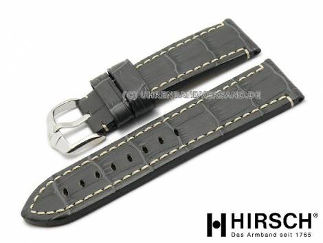 Watch band -Knight- 28mm grey aviator style light stitching by HIRSCH (width of buckle 26 mm) - Bild vergrern 