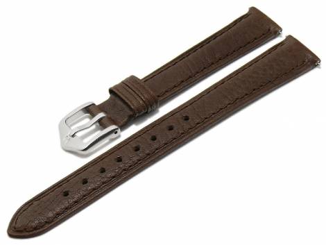 Watch strap (010-09) Camelgrain 14mm dark brown leather No-Allergy special underside easy click by HIRSCH (buckle 12 mm) - Bild vergrern 