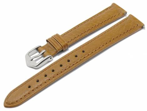Watch strap (010-09) Camelgrain 13mm light brown leather No-Allergy special underside easy click HIRSCH (buckle 12 mm) - Bild vergrern 