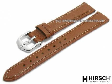 Watch strap -Kent- 14mm light brown leather smooth stitched by HIRSCH (width of buckle 12 mm) - Bild vergr��ern 