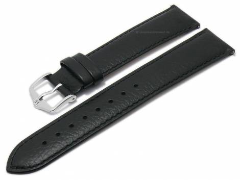 Watch strap (015-02) Kansas 22mm black leather grained stitched easy click spring bars HIRSCH (width of buckle 20 mm) - Bild vergrern 