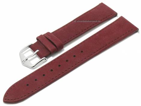 Watch strap (034-33) Osiris Nubuk 20mm bordeaux leather suede like easy click spr. bars HIRSCH (width of buckle 18 mm) - Bild vergr��ern 