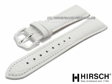 Watch band -Aristocrat- 18mm white crocodile grained stitched by HIRSCH (width of buckle 16 mm) - Bild vergr��ern 