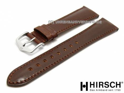 Watch strap -Siena- 20mm dark brown leather smooth stitched by HIRSCH (width of buckle 16mm) - Bild vergr��ern 