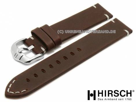 Watch strap -Ranger- 22mm dark brown leather vintage look light stitching by HIRSCH (width of buckle 22 mm) - Bild vergr��ern 
