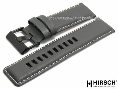 Watch strap -S-SY1- 24mm grey leather grained matt by HIRSCH (width of buckle 24 mm) - Bild vergrern 