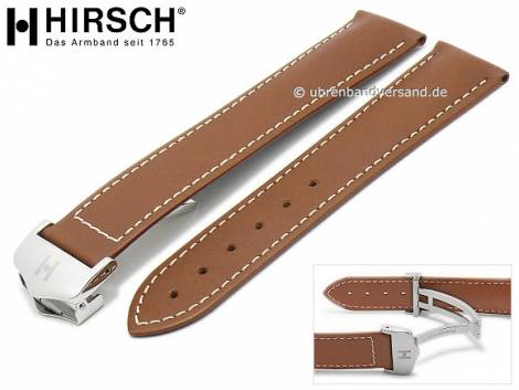 Luxury-watch strap -Voyager- 20mm light brown leather vegetable tanned with clasp by HIRSCH (width of clasp 18 mm) - Bild vergr��ern 