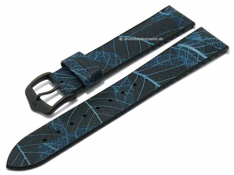 Watch strap (092-50-46) Leaf 22mm dark blue sustainaible sheet mater./caoutchouc e. click HIRSCH (width of buckle 20 mm) - Bild vergr��ern 