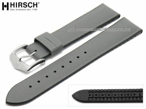 Watch strap -Arne- 18mm light grey leather/caoutchouc canvas sail look black sides by HIRSCH (width of buckle 16 mm) - Bild vergrern 