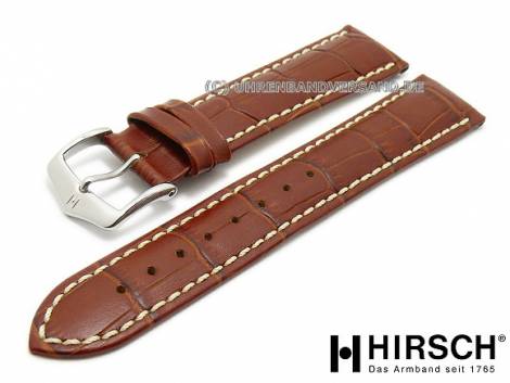 SALE: Watch band -Modena- 24mm red brown alligator grain light stitching by HIRSCH (width of buckle 22 mm) - Bild vergr��ern 